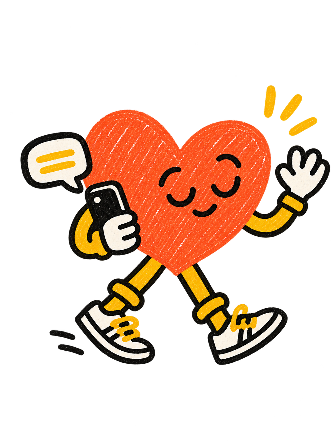 Corazón ilustrado enviando un mensaje