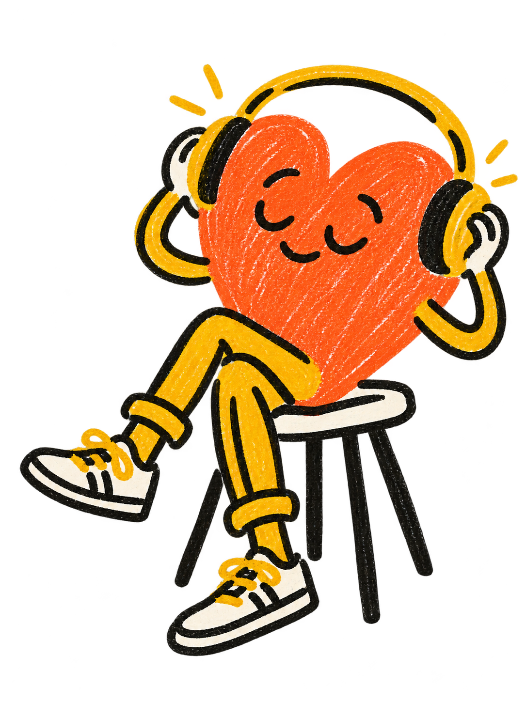 Corazón ilustrado con audífonos
